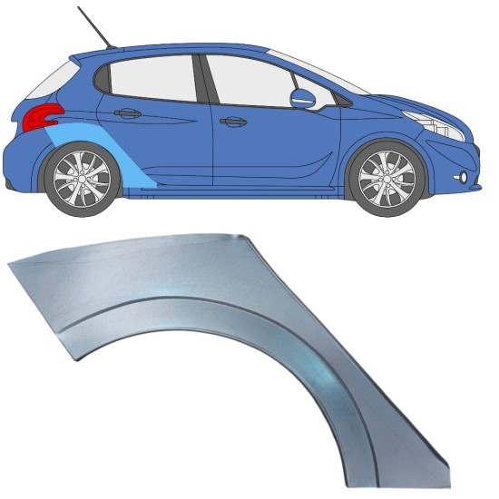 Reparație aripă spate pentru Peugeot 208 2012-2019 / Dreapta 16316