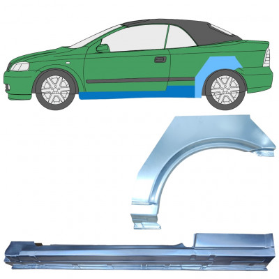 OPEL ASTRA G CABRIO 2001-2006 SEGMENT REPARAȚIE ARIPĂ SPATE + PRAG / A STABILIT / STÂNGA