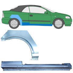 Reparație prag + aripă spate pentru Opel Astra G 1998-2009 / Dreapta / COUPE / CABRIO / Set 12592