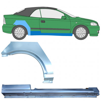 Reparație prag + aripă spate pentru Opel Astra G 2001-2006 CABRIO / Dreapta / Set 12592