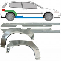 Reparație prag + aripă spate pentru Honda Civic 1991-1995 / Stânga+Dreapta / Set 9539