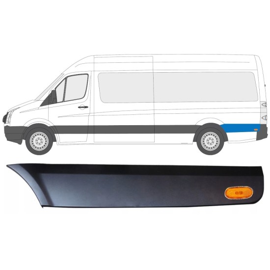 Bandou lateral aripă spate din spatele roții cu lampă pentru Volkswagen Crafter 2005-2017 / Stânga / Set 13996