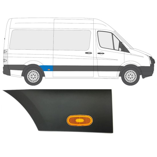 Bandou lateral aripă spate cu lampă pentru Volkswagen Crafter 2005-2017 / Dreapta / Set 14088