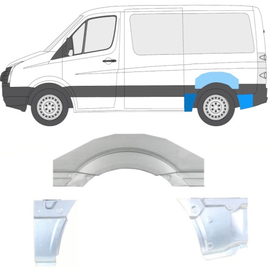 Reparație aripă spate pentru Volkswagen Crafter 2005-2017 / Stânga / Set 14205