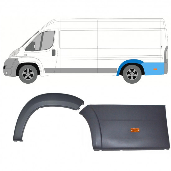 Bandou lateral aripă spate cu lampă pentru Fiat Ducato Boxer Relay 2006-2018 / Stânga / Set 10246