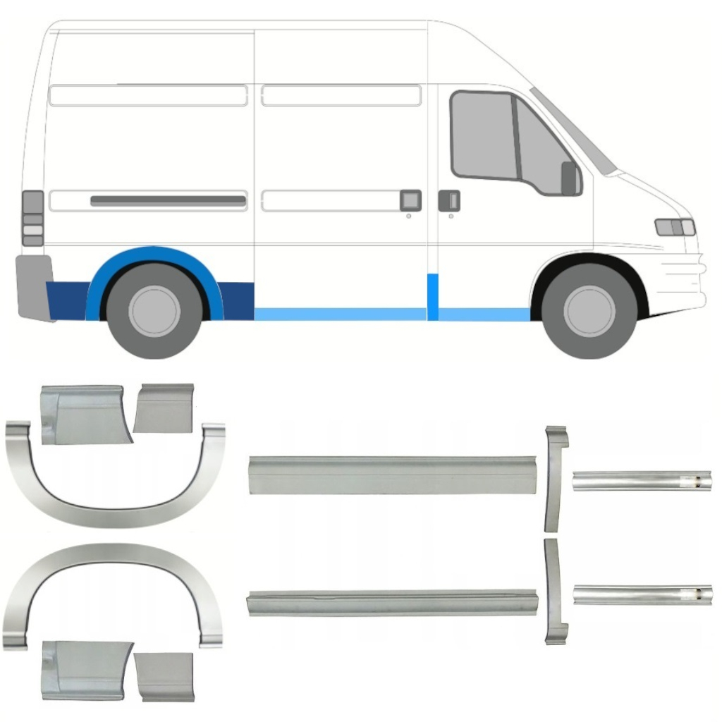 Reparație Prag + Aripă Spate Pentru Fiat Ducato Boxer Relay 1994-2006 / Mwb / Set 11523
