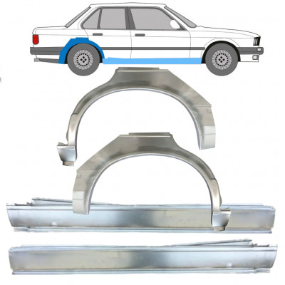 BMW 3 E30 1982-1987 4 UŞĂ SEGMENT REPARAȚIE ARIPĂ SPATE + REPARATIE PRAG INTERIOR / A STABILIT / STÂNGA + DREAPTA