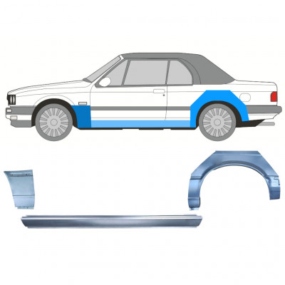 BMW 3 E30 CABRIO 1985-1987 SEGMENT REPARAȚIE ARIPĂ SPATE + PRAG + PANOU  REPARATIE ARIPA FAȚĂ / A STABILIT / STÂNGA