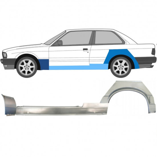 BMW 3 E30 1987-1994 2 UŞĂ SEGMENT REPARAȚIE ARIPĂ SPATE + PRAG + PANOU REPARATIE ARIPA FAȚĂ / STÂNGA