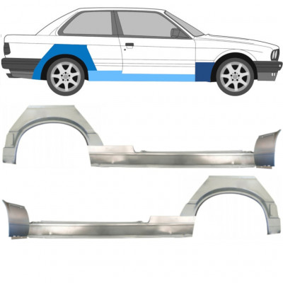 BMW 3 E30 1987-1994 2 UŞĂ SEGMENT REPARAȚIE ARIPĂ SPATE + PRAG + PANOU REPARATIE ARIPA FAȚĂ / STÂNGA+DREAPTA