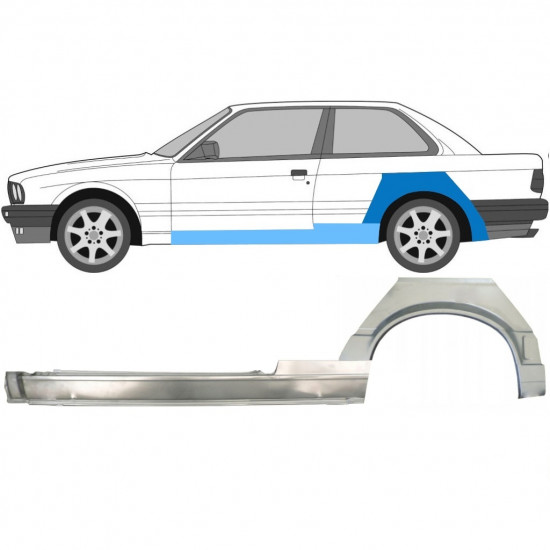 BMW 3 E30 1987-1994 2 UŞĂ SEGMENT REPARAȚIE ARIPĂ SPATE + REPARATIE PRAG INTERIOR / STÂNGA