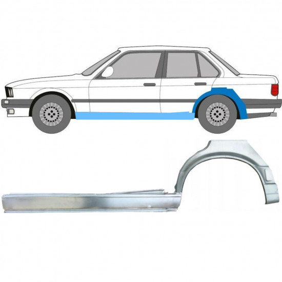 BMW 3 E30 1987-1994 4 UŞĂ SEGMENT REPARAȚIE ARIPĂ SPATE + REPARATIE PRAG INTERIOR / A STABILIT / STÂNGA
