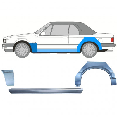 BMW 3 E30 CABRIO 1987-1994 SEGMENT REPARAȚIE ARIPĂ SPATE + PRAG + PANOU  REPARATIE ARIPA FAȚĂ / A STABILIT / STÂNGA