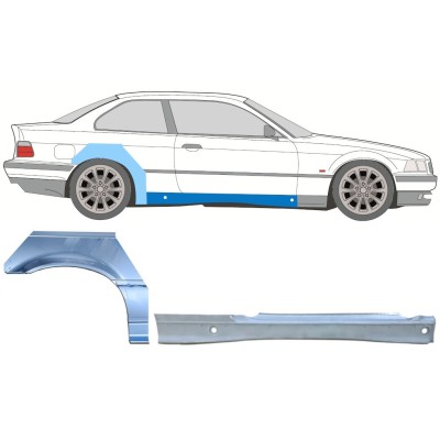 Prag complet + reparație aripă spate pentru BMW 3 E36 1990-2000 / Dreapta / COUPE / Set 17023