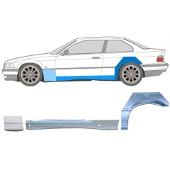 Reparație prag + aripă față + aripă spate pentru BMW 3 E36 1990-2000 / Stânga / COUPE / Set 17026