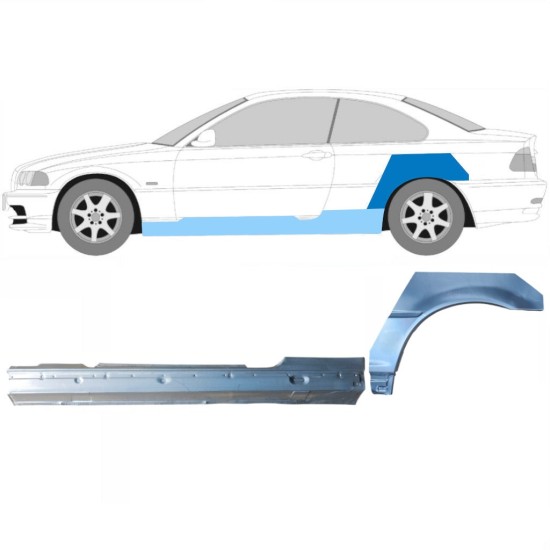 Prag complet + reparație aripă spate pentru BMW 3 E46 1998-2006 / Stânga / COUPE / Set 17060