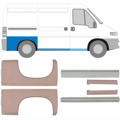 Reparație prag + aripă spate pentru Fiat Ducato Boxer Relay 1994-2006 / SWB / Set 5582