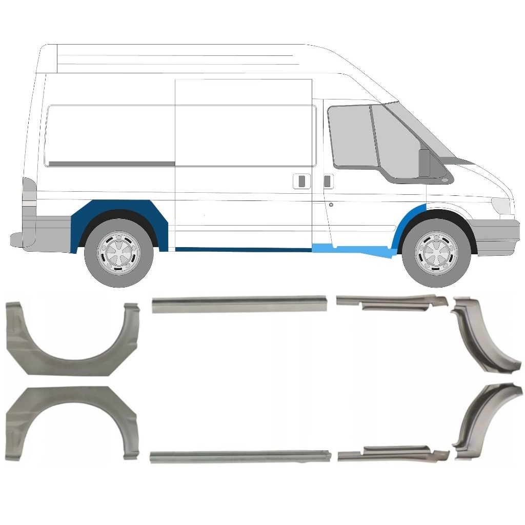 Reparație Prag + Aripă Spate Pentru Ford Transit 2000-2013 / Set 9692