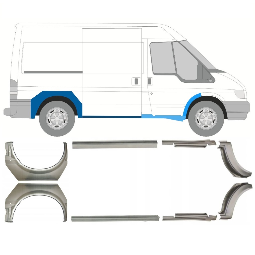Reparație Prag + Aripă Spate Pentru Ford Transit 2000-2013 / Swb / Set 9694