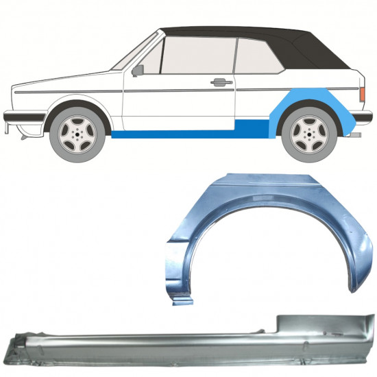 VW GOLF 1 CABRIO 1979-1993 SEGMENT REPARAȚIE ARIPĂ SPATE + PRAG / A STABILIT / STÂNGA