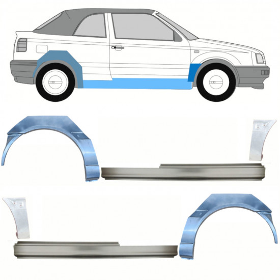 Reparație prag + aripă față + aripă spate pentru VW Golf 3 1993-1998  CABRIO / Set 12569