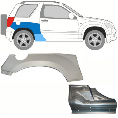 Reparație prag + aripă spate pentru Suzuki Grand Vitara 2005-2012 / Dreapta / Set 10840