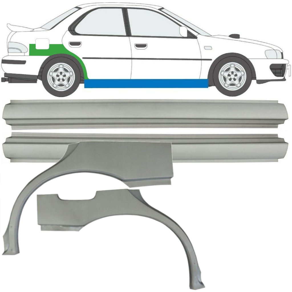 Reparație Prag + Aripă Spate Pentru Subaru Impreza 1992-2000 / Stânga+Dreapta / Set 10667