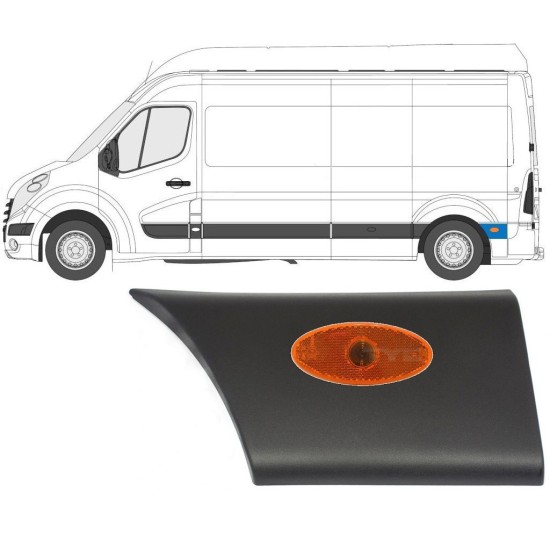Bandou lateral aripă spate cu lampă pentru Renault Master 2010- / Stânga / Set 10550