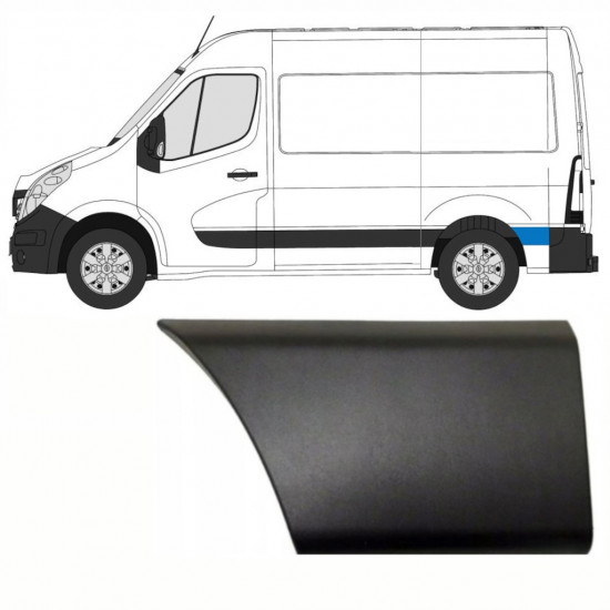 Bandou lateral spate din spatele roții pentru Renault Master 2010- / SWB / Stânga /  8708