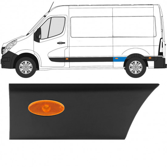 Bandou lateral aripă spate cu lampă pentru Renault Master 2010- / L2 / Stânga /  10933