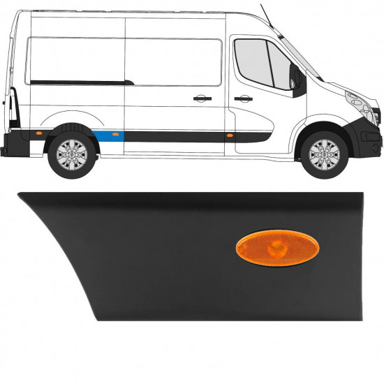 Bandou lateral aripă spate cu lampă pentru Renault Master 2010- / L2 / Dreapta /  10932