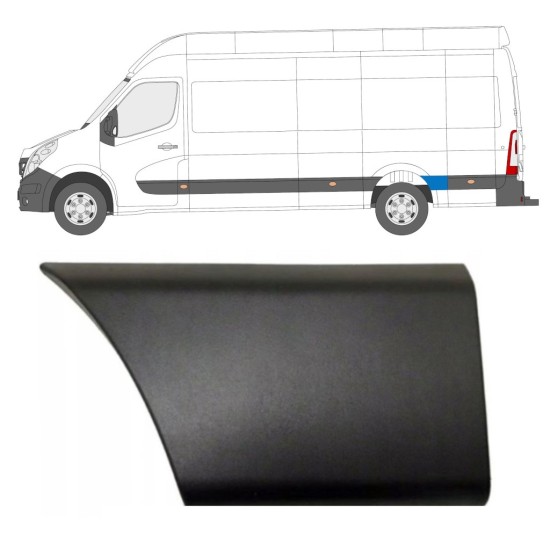 Bandou lateral stânga spate în spatele roții din spate pentru Renault Master 2010- / Stânga 16659