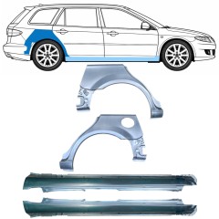 Reparație prag + aripă spate pentru Mazda 6 GG GY 2002-2007 / Stânga+Dreapta / COMBI / Set 10538