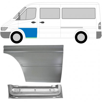 Panou de reparație ușă față interior + exterior pentru Mercedes Sprinter 1995-2006 / Stânga / Set 9154