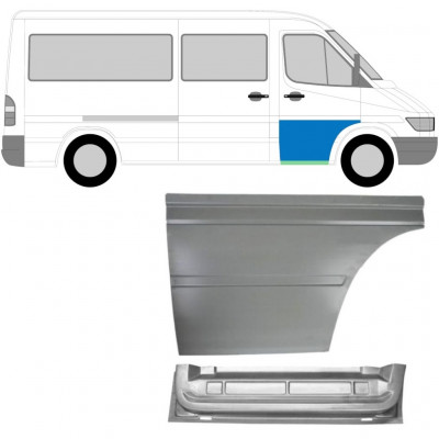 Panou de reparație ușă față interior + exterior pentru Mercedes Sprinter 1995-2006 / Dreapta / Set 9153