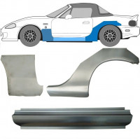 Reparație prag + aripă față + aripă spate pentru Mazda MX-5 1998-2005 NB / Stânga / Set 11151