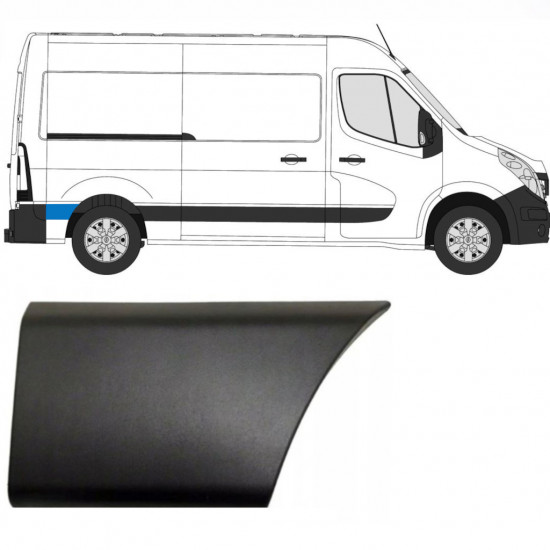 Bandou lateral stânga spate în spatele roții din spate pentru Renault Master 2010- / SWB / Dreapta 8321