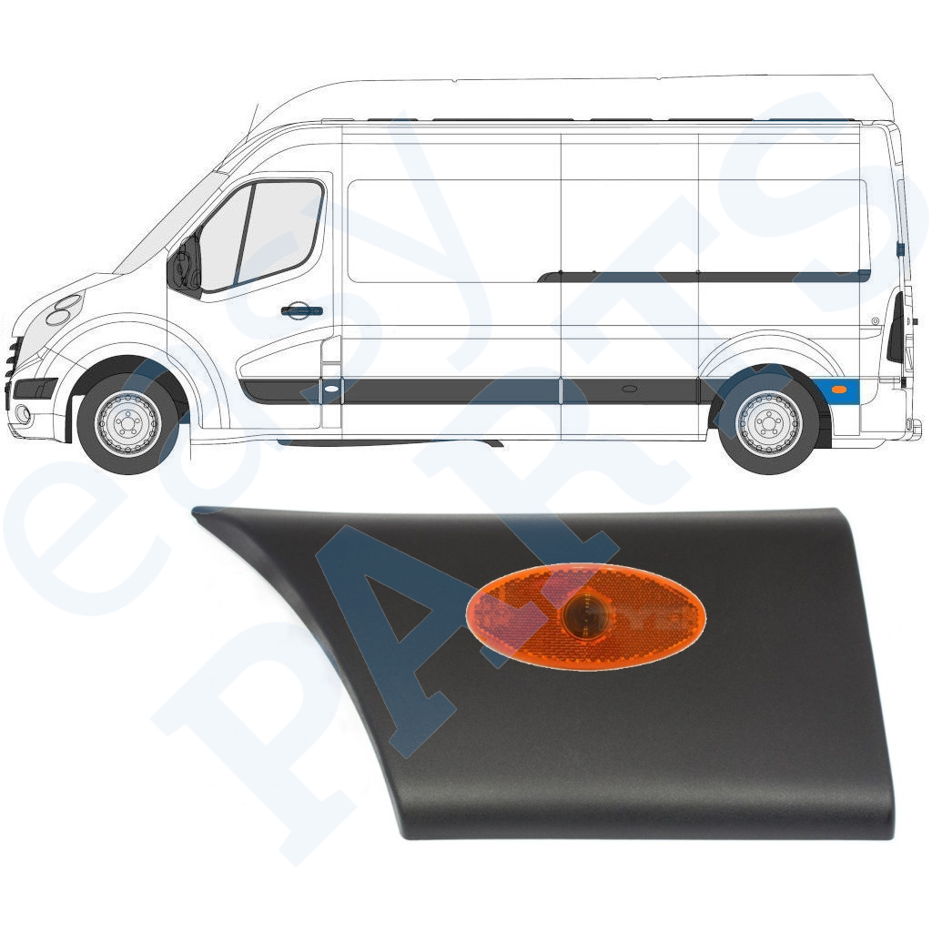 Bandou lateral aripă spate cu lampă pentru Renault Master 2010- / Stânga /  10550