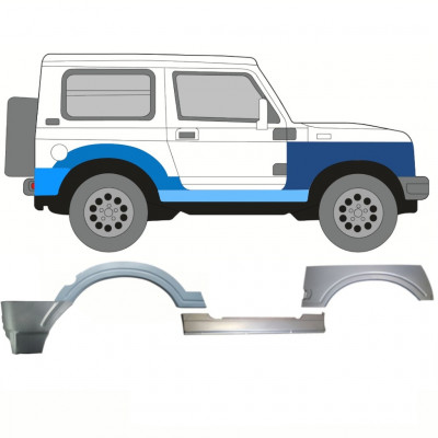 SUZUKI SAMURAI 1988-2004 PANOU REPARATIE ARIPA FAȚĂ + SEGMENT REPARAȚIE ARIPĂ SPATE + REPARATIE PRAG INTERIOR / DREAPTA