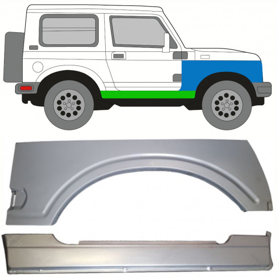 SUZUKI SAMURAI 1981-1998 DEPLIN REPARATIE PRAG INTERIOR+ PANOU REPARATIE ARIPA FAȚĂ / A STABILIT / DREAPTA