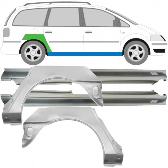 VOLKSWAGEN SHARAN 1995-2000 SEGMENT REPARAȚIE ARIPĂ SPATE REPARATIE PRAG INTERIOR / STÂNGA / DREAPTA / A STABILIT