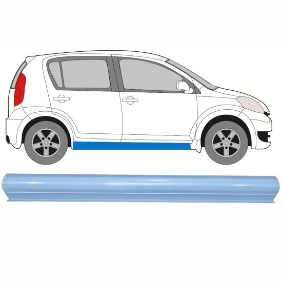 Reparație prag partea inferioară pentru Daihatsu Sirion 2005-2010 / Stânga = Dreapta (simetric) 17266