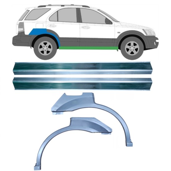 Reparație prag + aripă spate pentru Kia Sorento 2002-2009 / Set 10696