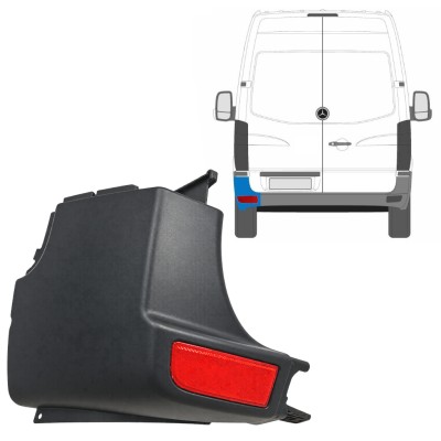 Colț bară spate + lampă reflectorizantă pentru Mercedes Sprinter 2006-2018 / Stânga / Set 9725