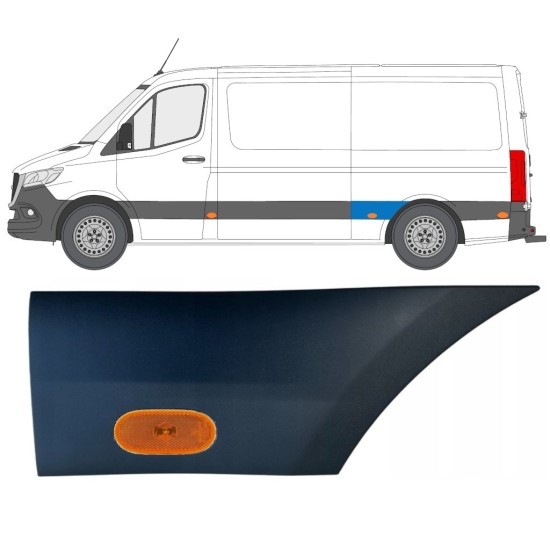 Bandou lateral aripă spate cu lampă pentru Mercedes Sprinter 2018- / Stânga / Set 16653