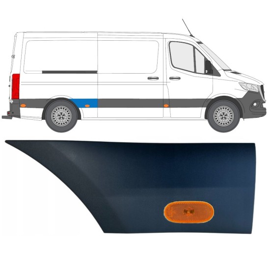 Bandou lateral aripă spate cu lampă pentru Mercedes Sprinter 2018- / Dreapta / Set 16652