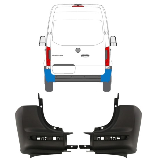 Colț bară spate pentru Mercedes Sprinter 2018- / Stânga+Dreapta / Set 14945
