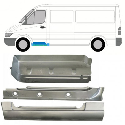 MERCEDES SPRINTER 1995-2006 ORNAMENT PRAG SCARA USA FATA + ARIPA PANOU DE REPARATII + REPARAREA PRAG INTERIOARE / A STABILIT / STÂNGA