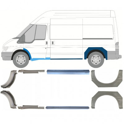 FORD TRANSIT 2000-2013 AMPATAMENT MEDIU SEGMENT REPARAȚIE ARIPĂ SPATE + PANOU DE REPARARE PRAG / DREAPTA + STÂNGA / A STABILIT