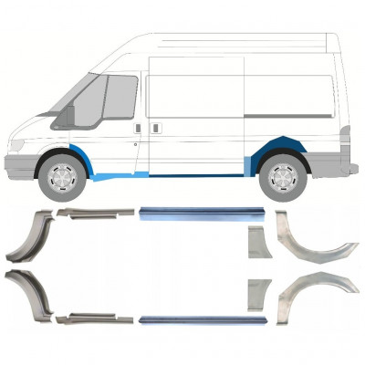 FORD TRANSIT 2000-2013 AMPATAMENT MEDIU SEGMENT REPARAȚIE ARIPĂ SPATE + PANOU DE REPARARE PRAG / DREAPTA + STÂNGA / A STABILIT